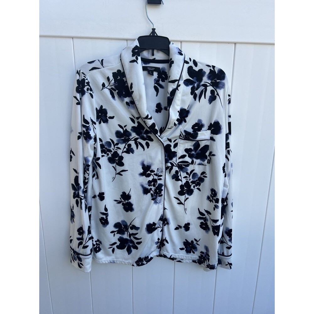 Simply Vera Vera Wang Womens Small Long Sleeve Sleep Top Floral White